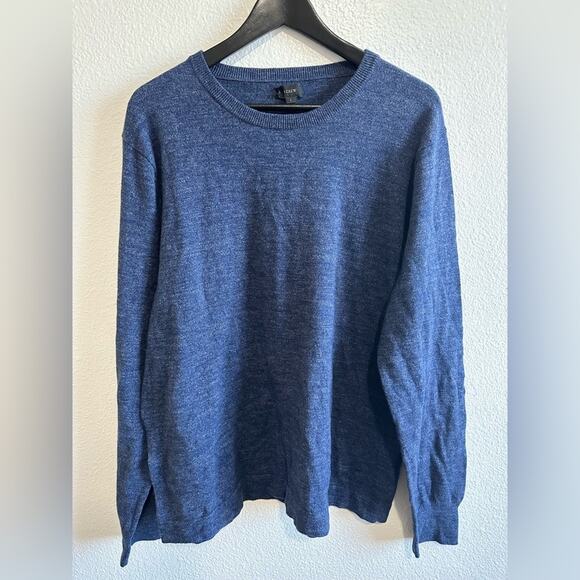 J. Crew 100% Cotton Crew Neck Pullover Sweater Size L Navy - Picture 1 of 7